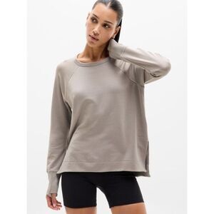 ATHLETA Seasoft Rib Crewneck Sweatshirt Sz M Beige Stretch